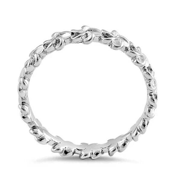 Sterling Silver Plumeria Eternity Band Ring New - Picture 3 of 4